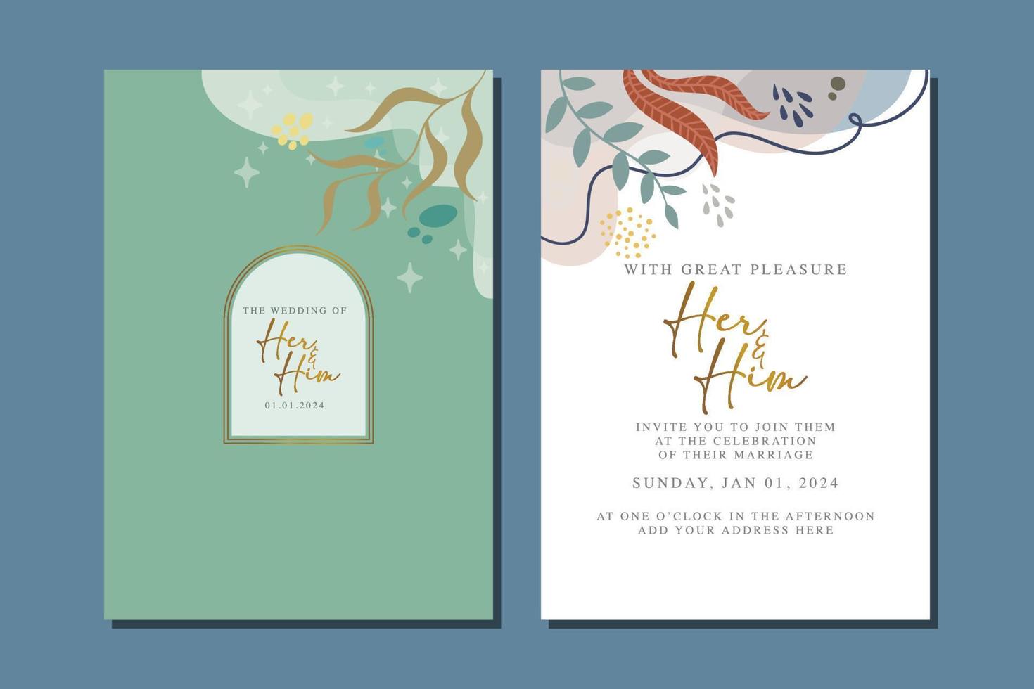 beautiful flowers wedding invitation card vector