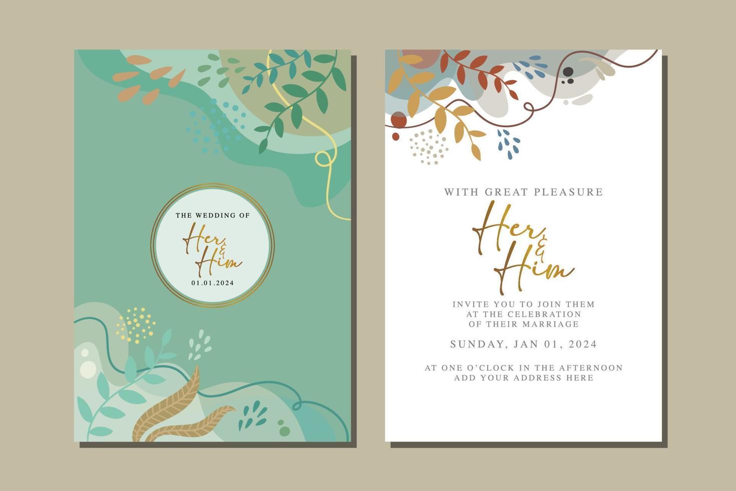 beautiful flowers wedding invitation card vector