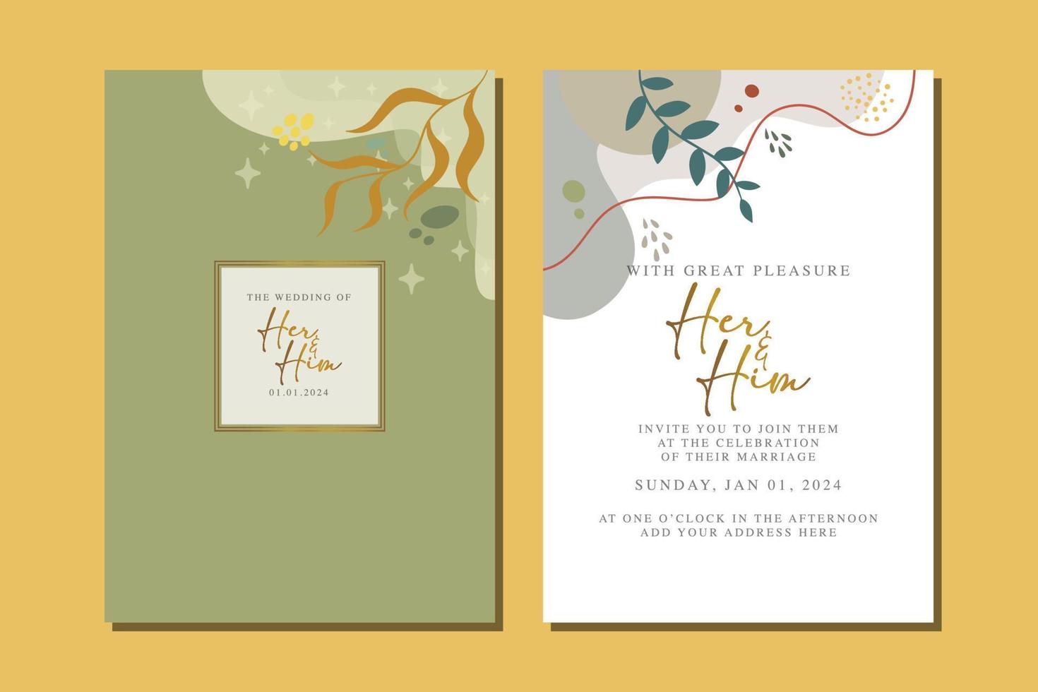 beautiful flowers wedding invitation card vector