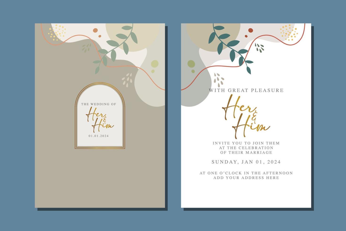 beautiful flowers wedding invitation card vector