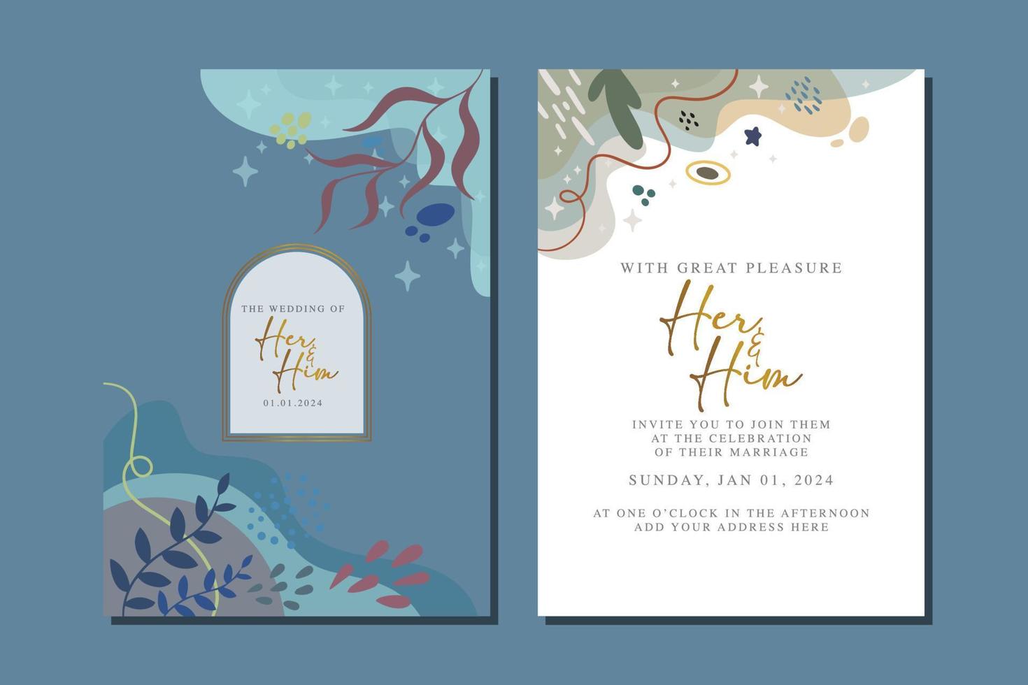 beautiful flowers wedding invitation card vector