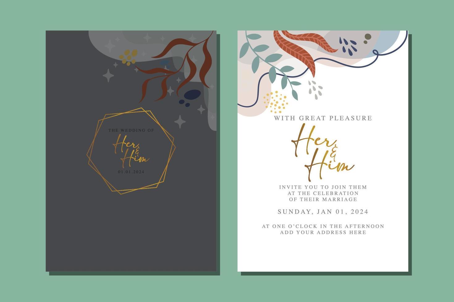 beautiful flowers wedding invitation card vector