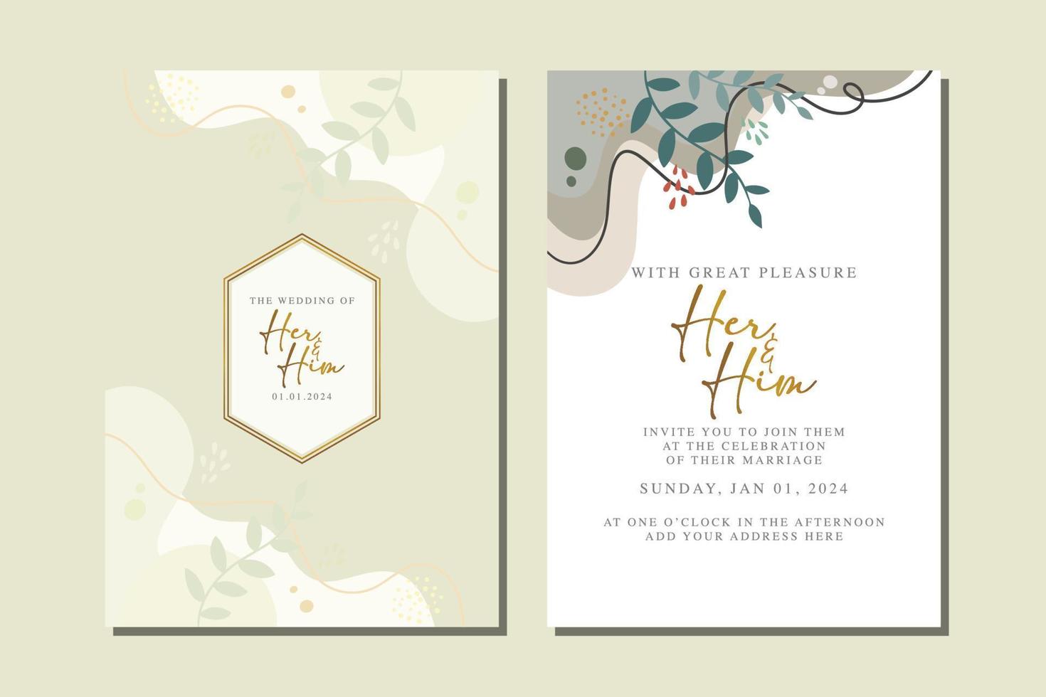 beautiful flowers wedding invitation card vector