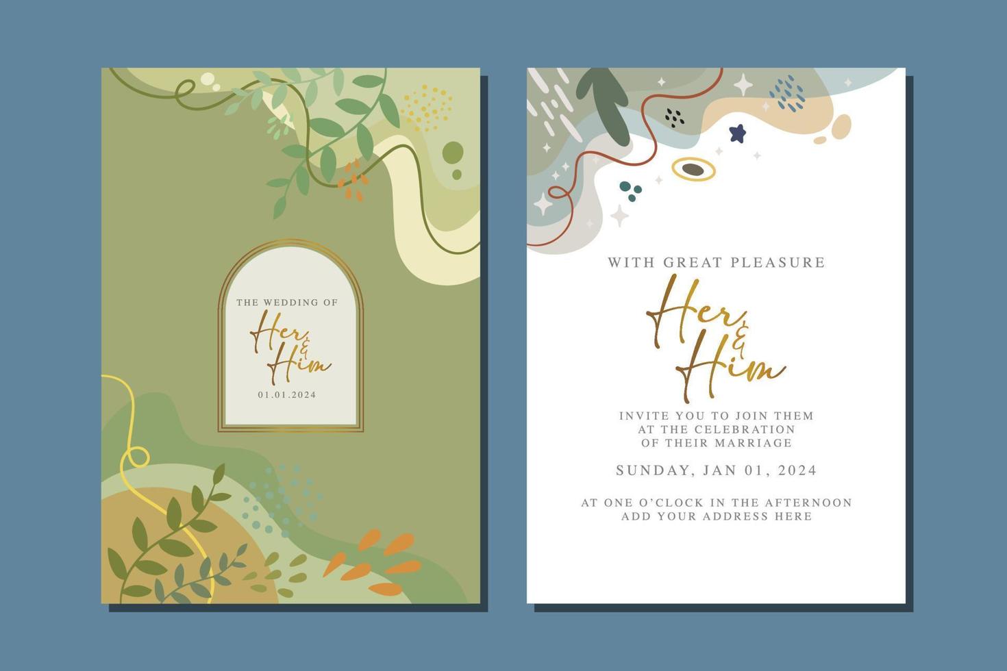 hermosa tarjeta de invitación de boda de flores vector