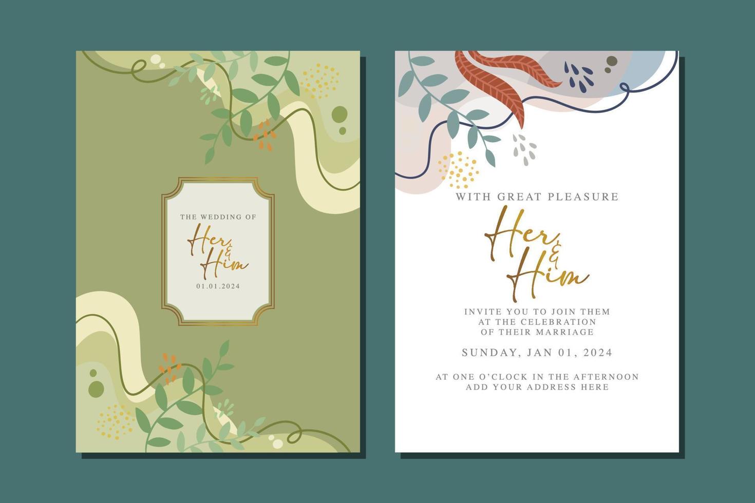 beautiful flowers wedding invitation card vector