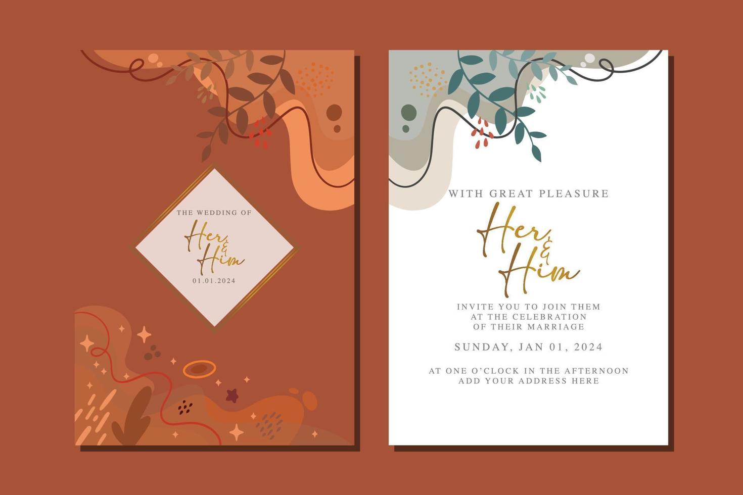 beautiful flowers wedding invitation card vector