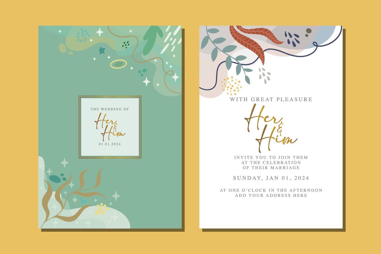 beautiful flowers wedding invitation card vector