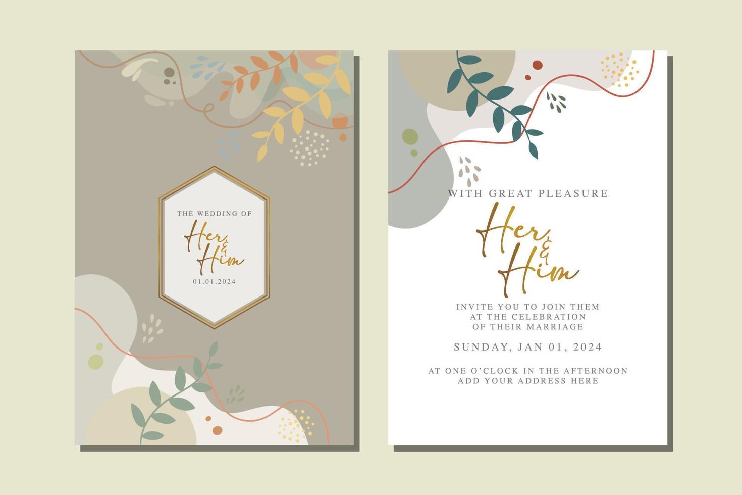 beautiful flowers wedding invitation card vector