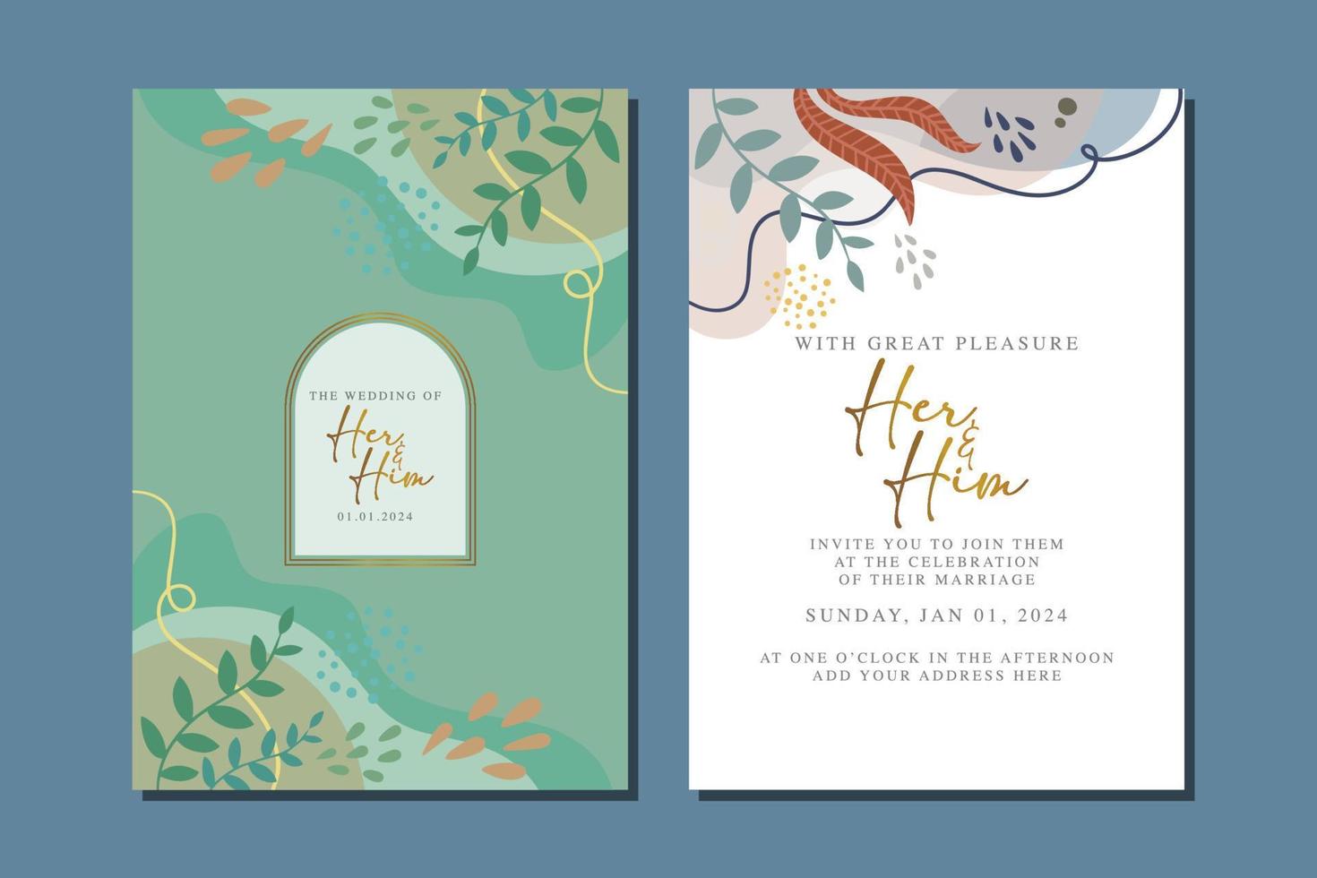 beautiful flowers wedding invitation card vector