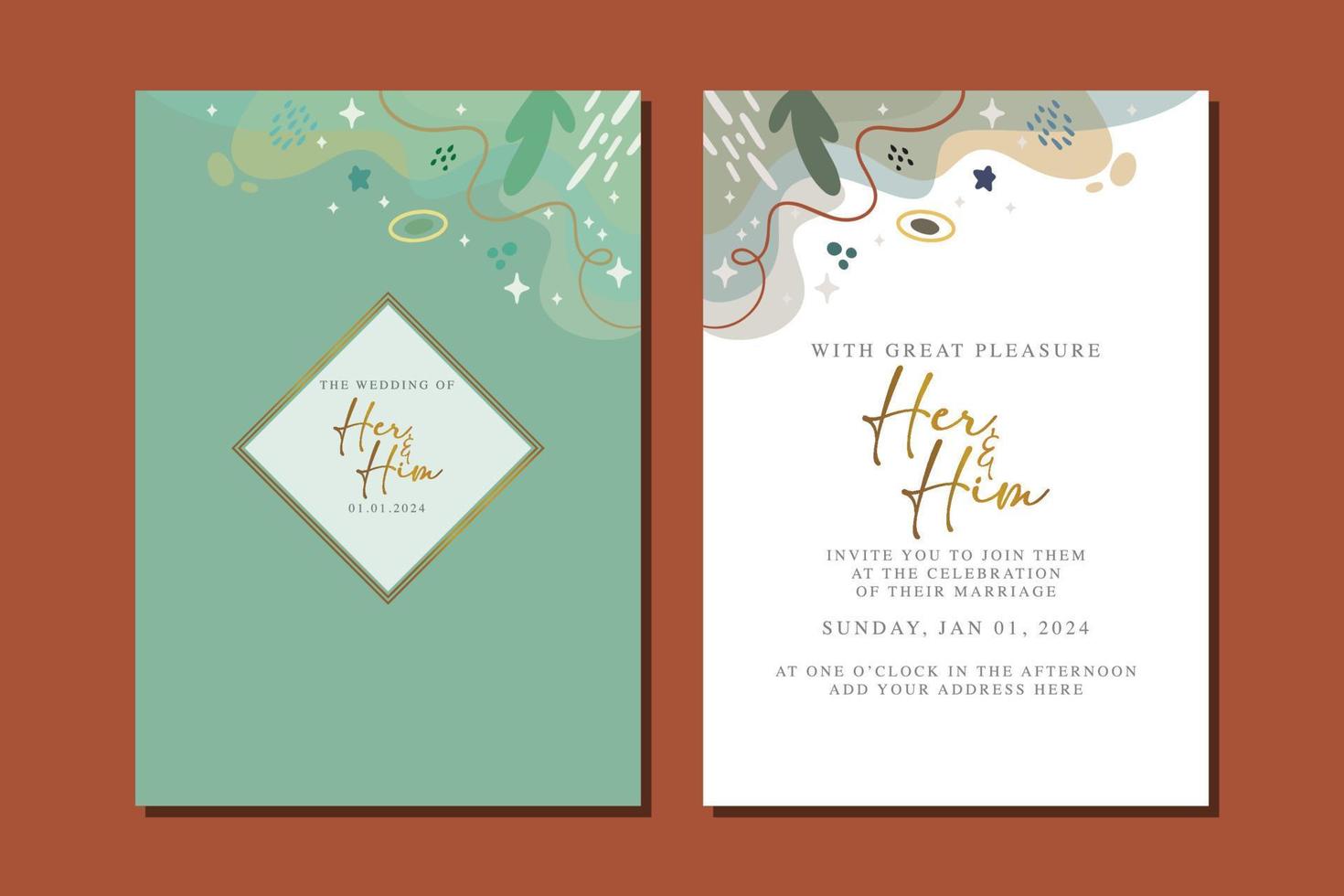 hermosa tarjeta de invitación de boda de flores vector