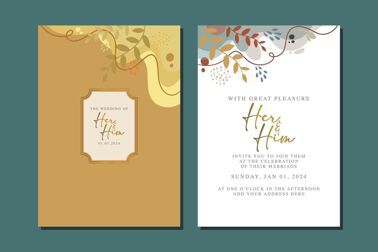 beautiful flowers wedding invitation card vector