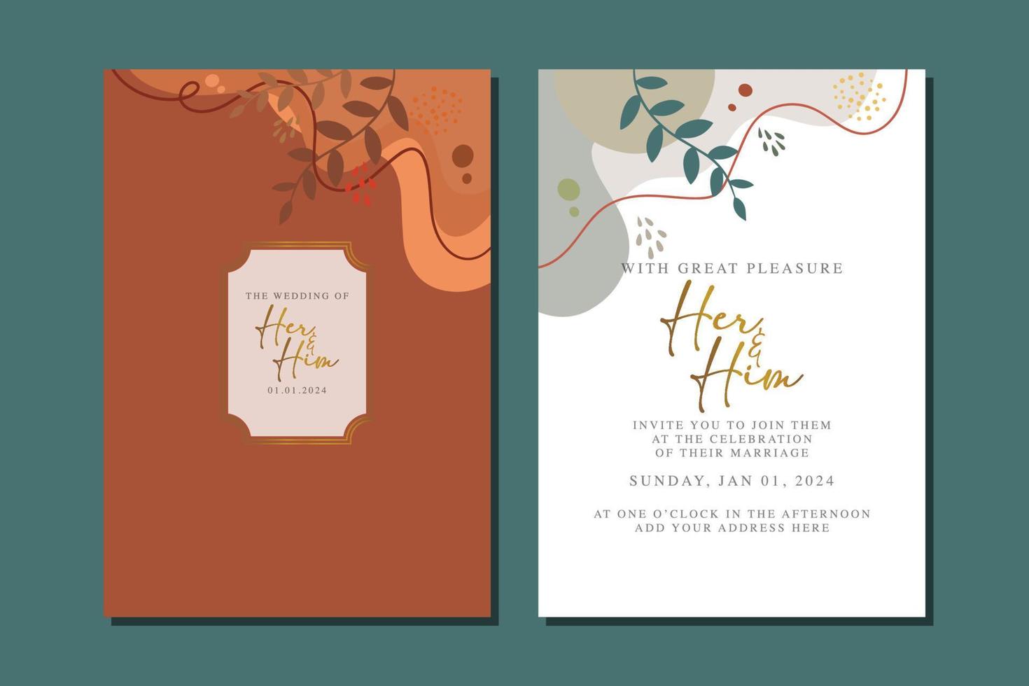 beautiful flowers wedding invitation card vector