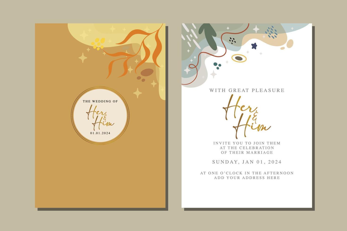 beautiful flowers wedding invitation card vector