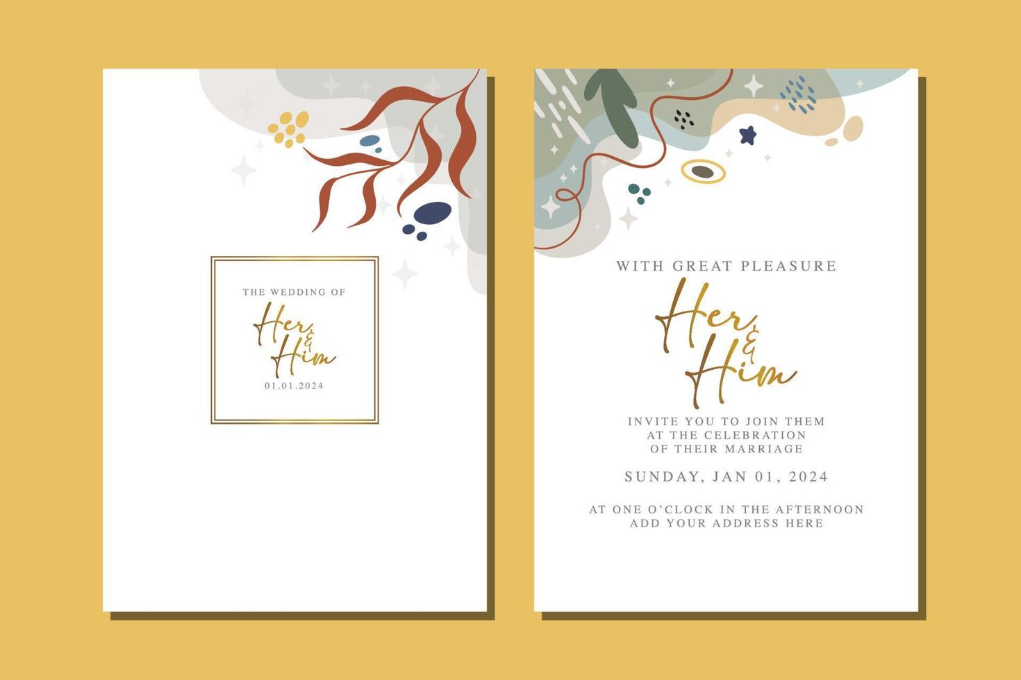 beautiful flowers wedding invitation card vector