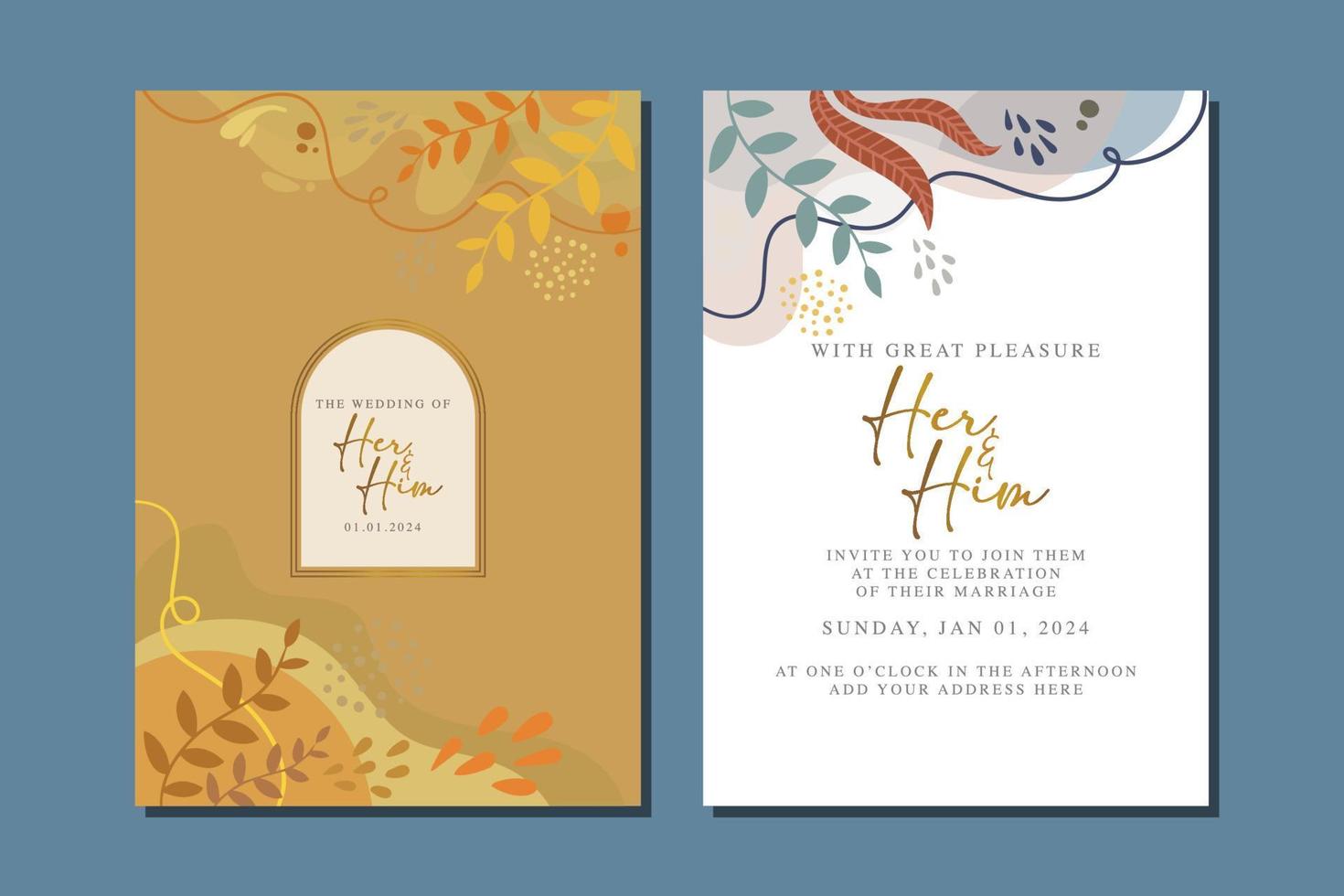 beautiful flowers wedding invitation card vector