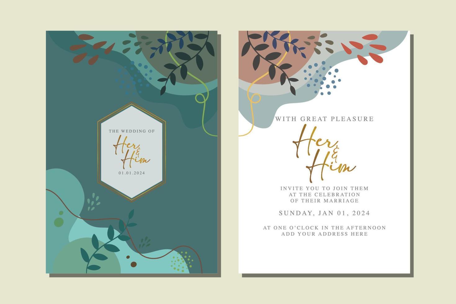 beautiful flowers wedding invitation card vector