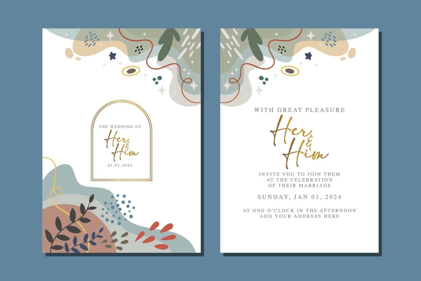 beautiful flowers wedding invitation card vector