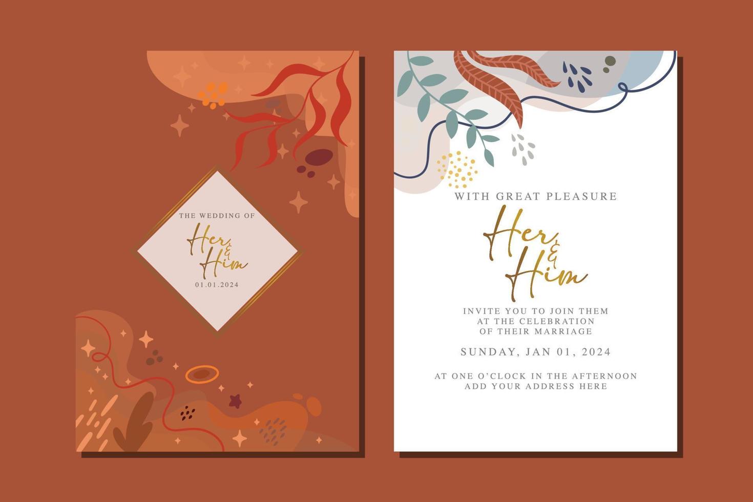 beautiful flowers wedding invitation card vector