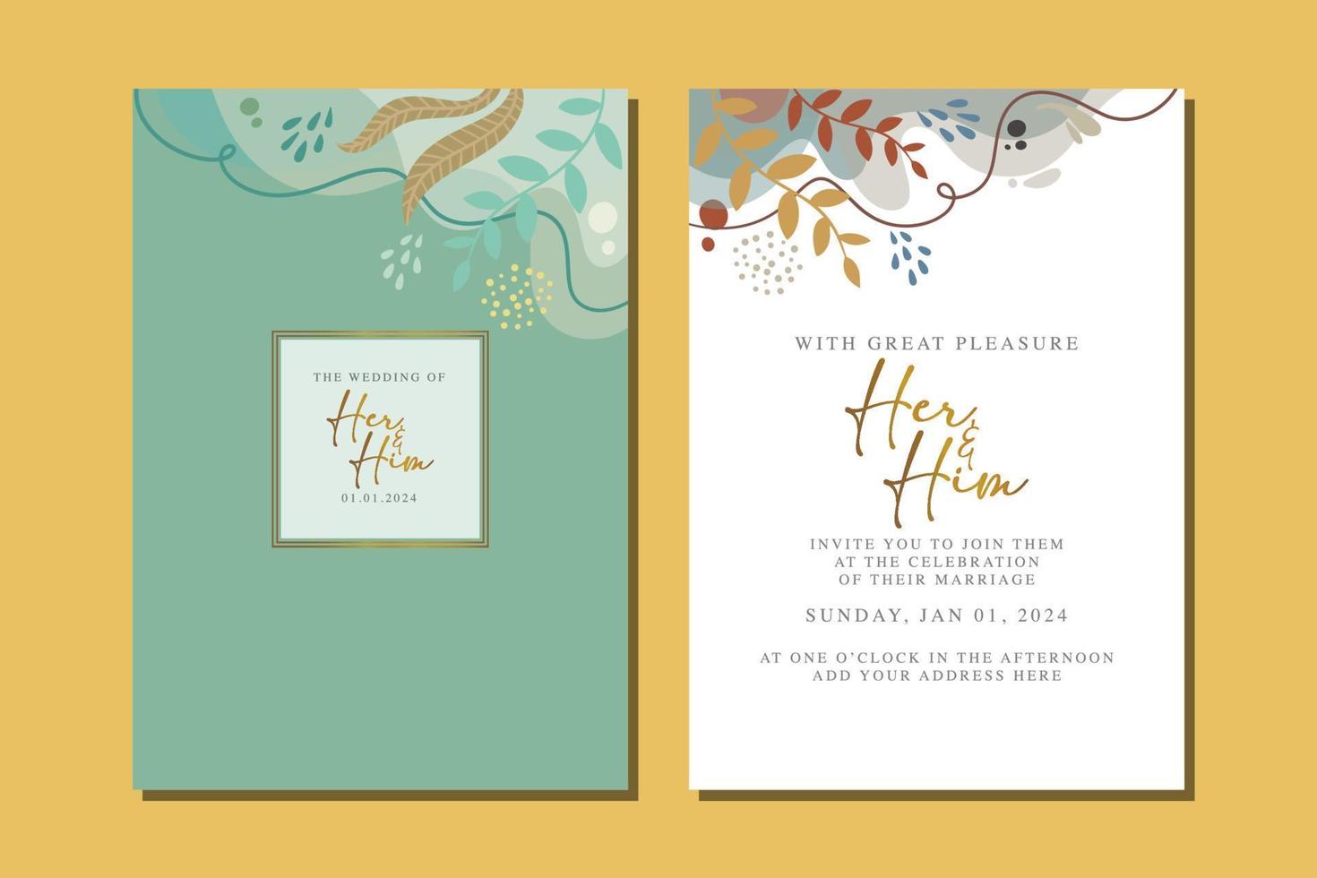 beautiful flowers wedding invitation card vector