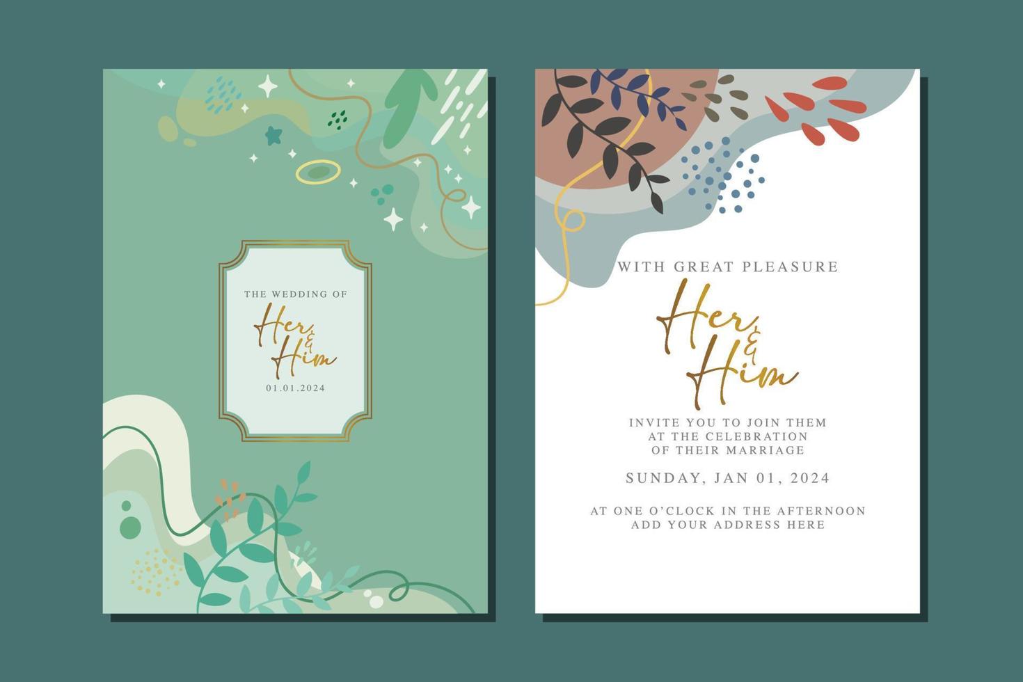 beautiful flowers wedding invitation card vector