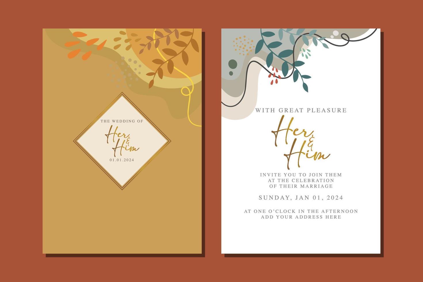 beautiful flowers wedding invitation card vector