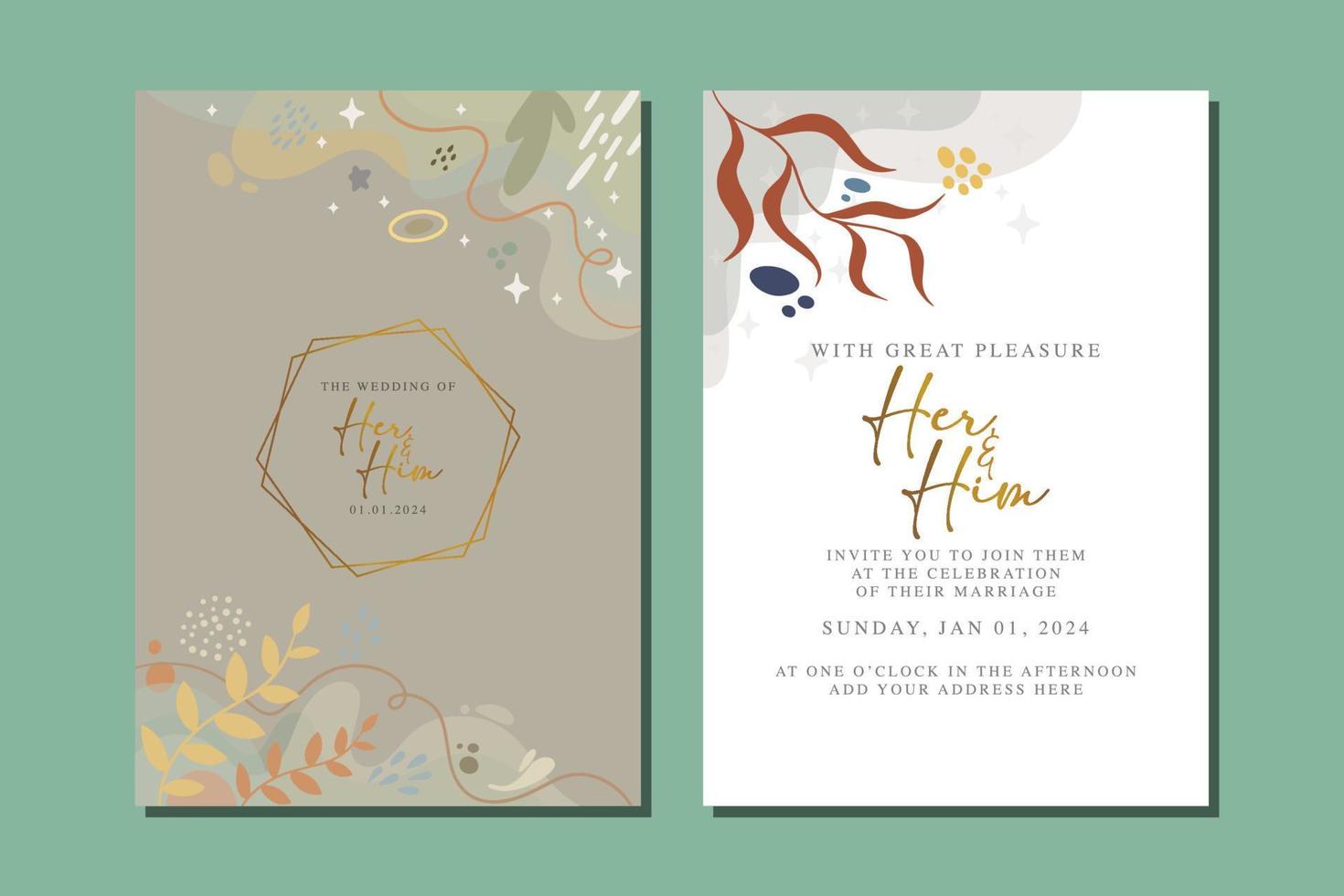 beautiful flowers wedding invitation card vector