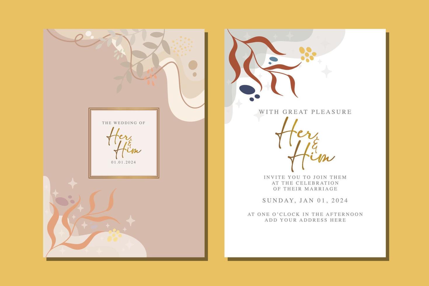 beautiful flowers wedding invitation card vector