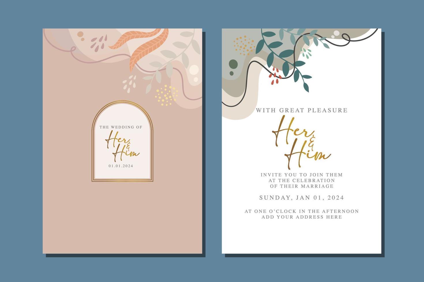 beautiful flowers wedding invitation card vector