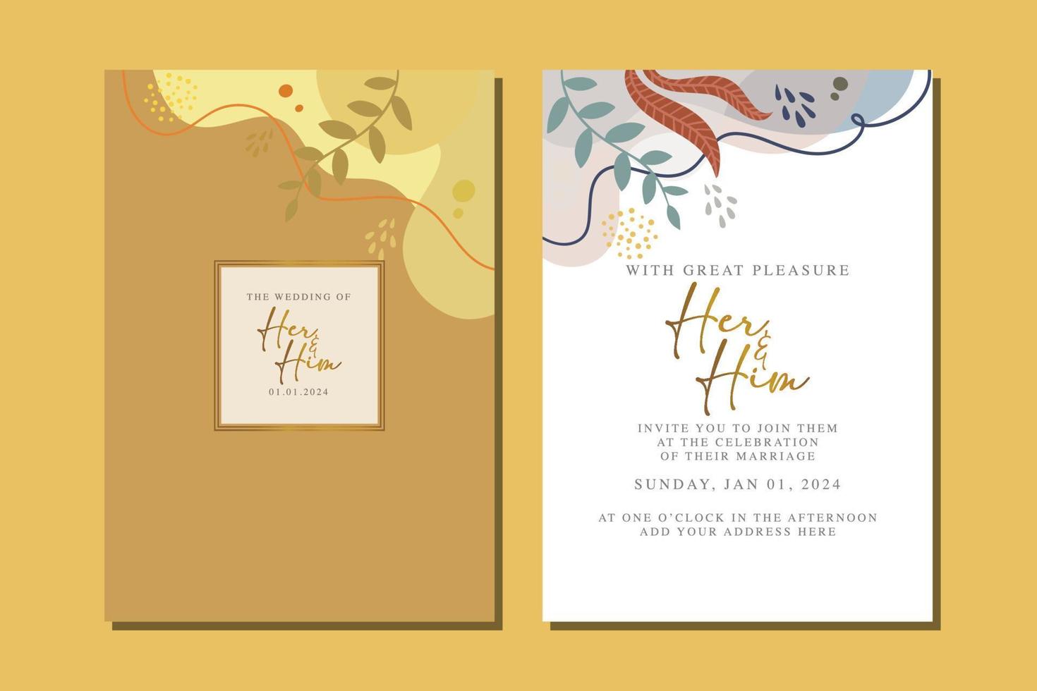 hermosa tarjeta de invitación de boda de flores vector