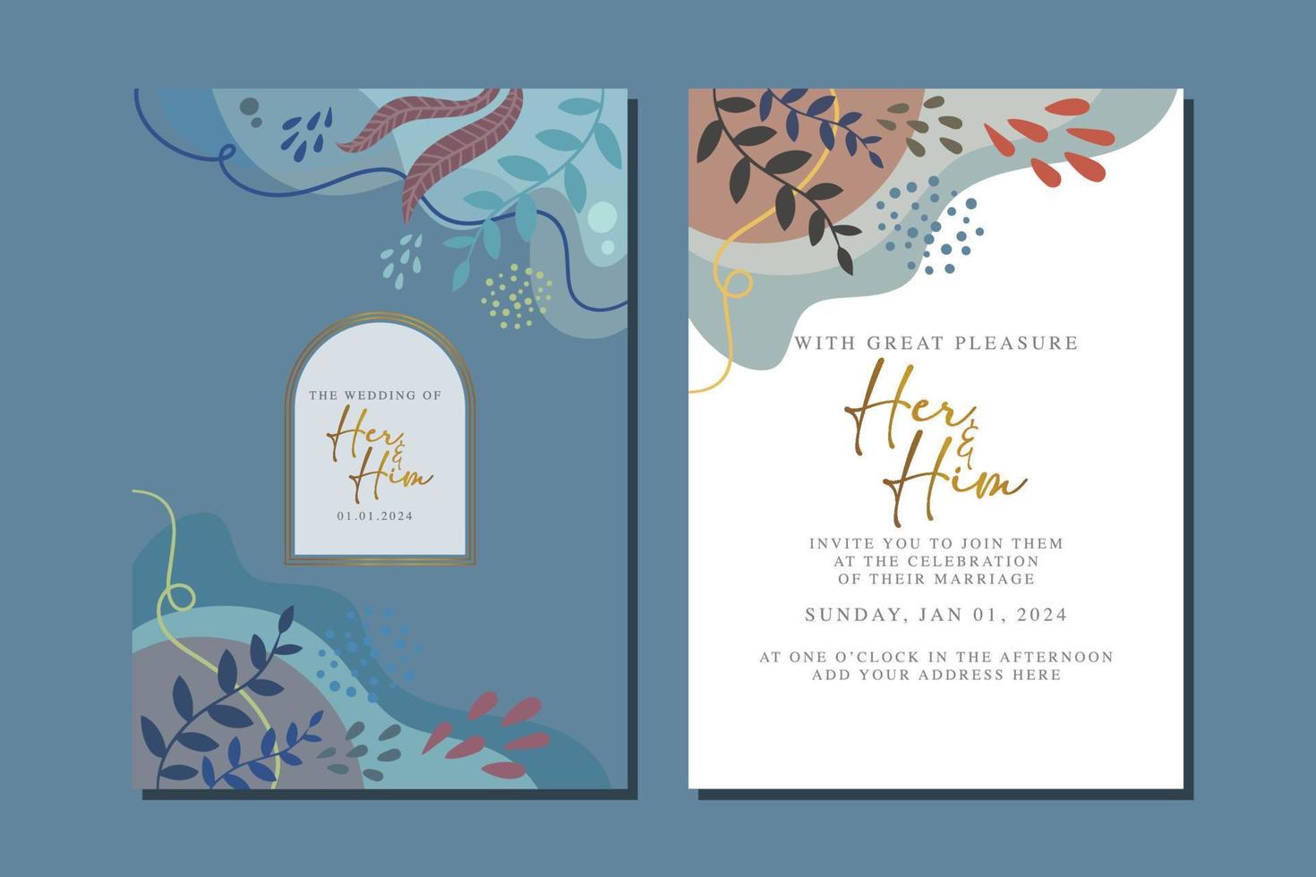 beautiful flowers wedding invitation card vector