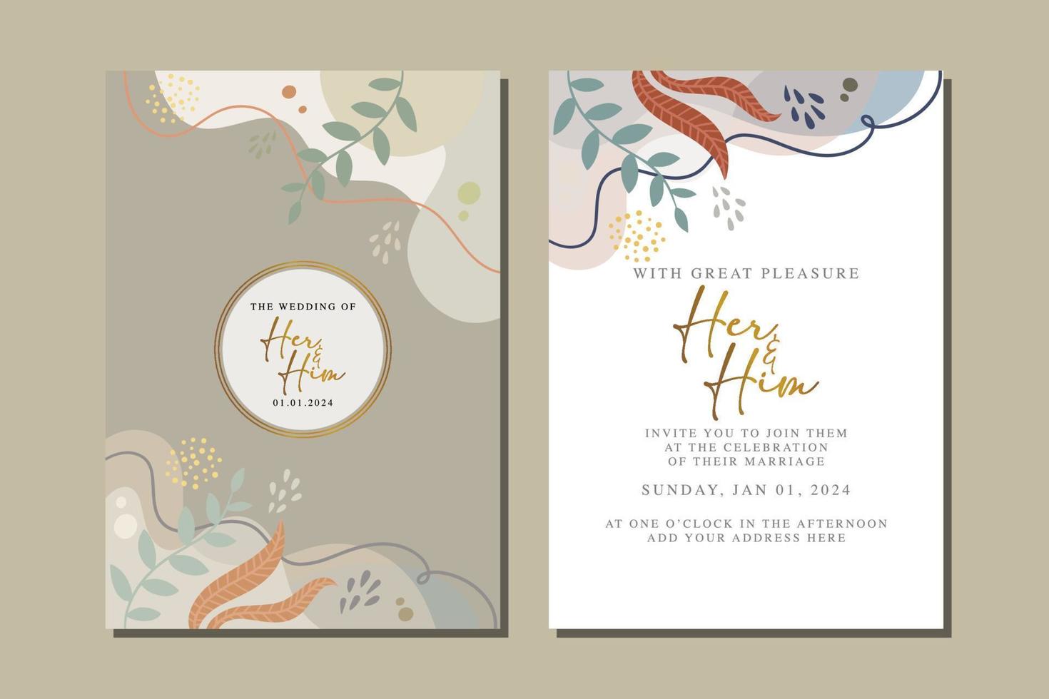 beautiful flowers wedding invitation card vector