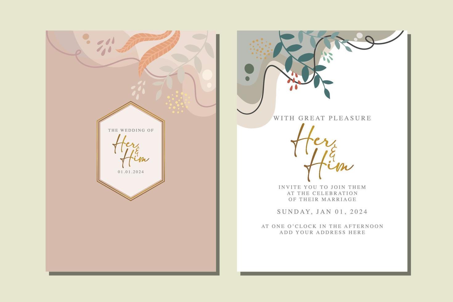 beautiful flowers wedding invitation card vector