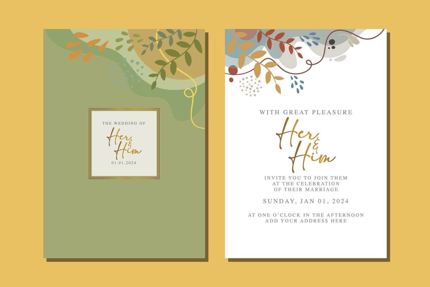 beautiful flowers wedding invitation card vector