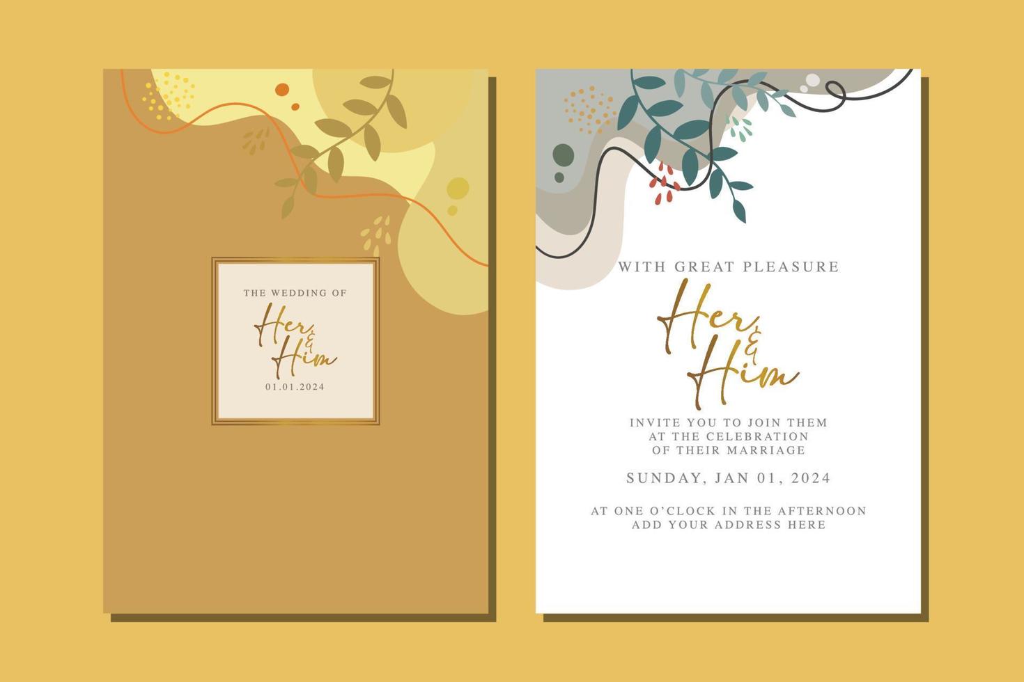 beautiful flowers wedding invitation card vector