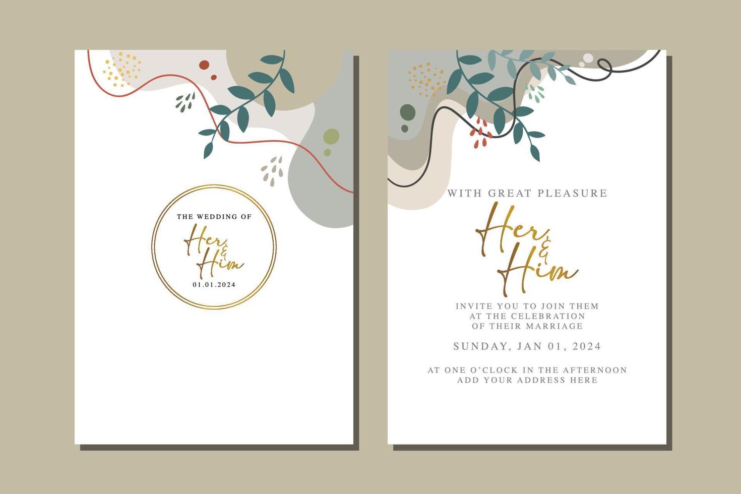 beautiful flowers wedding invitation card vector