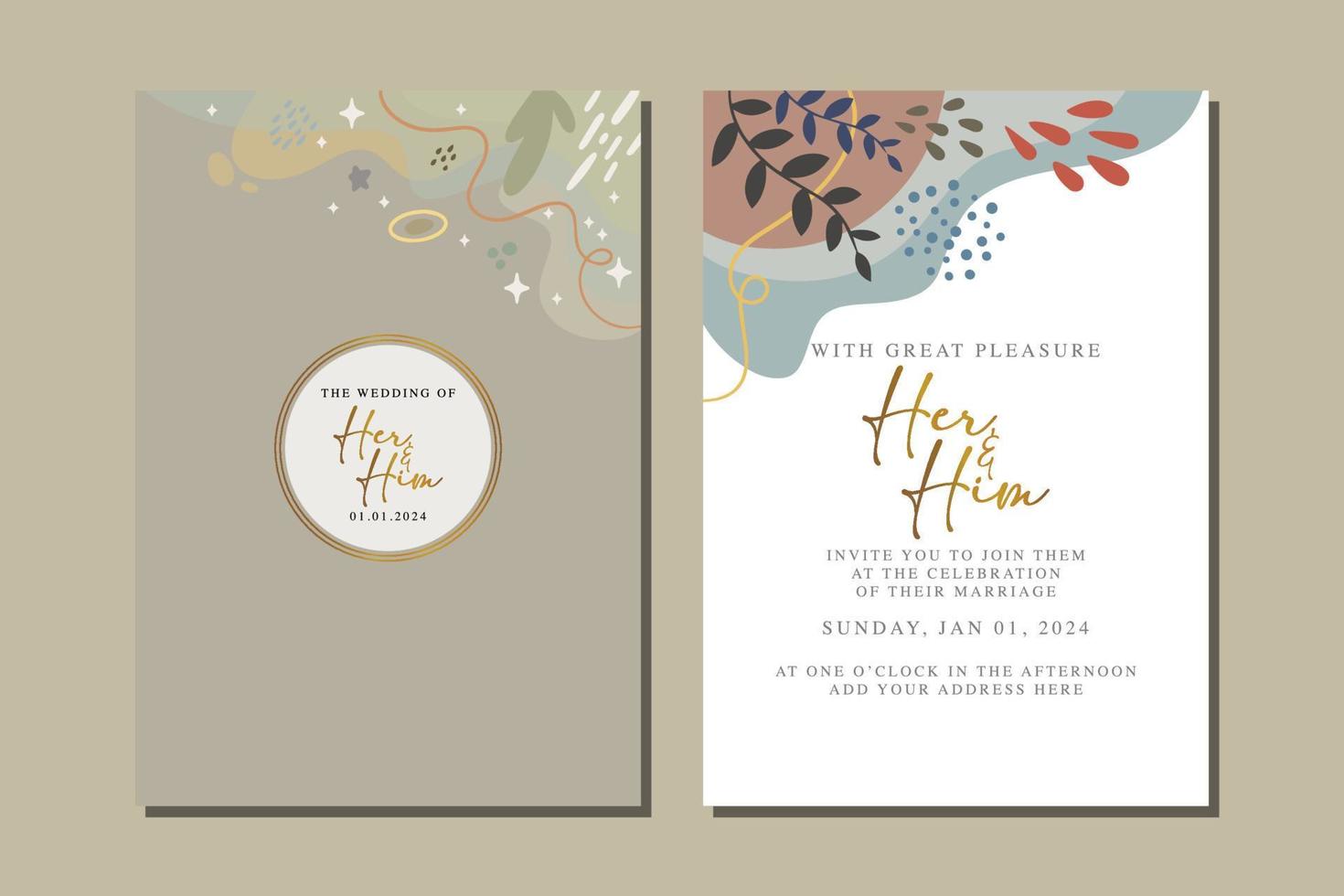 beautiful flowers wedding invitation card vector