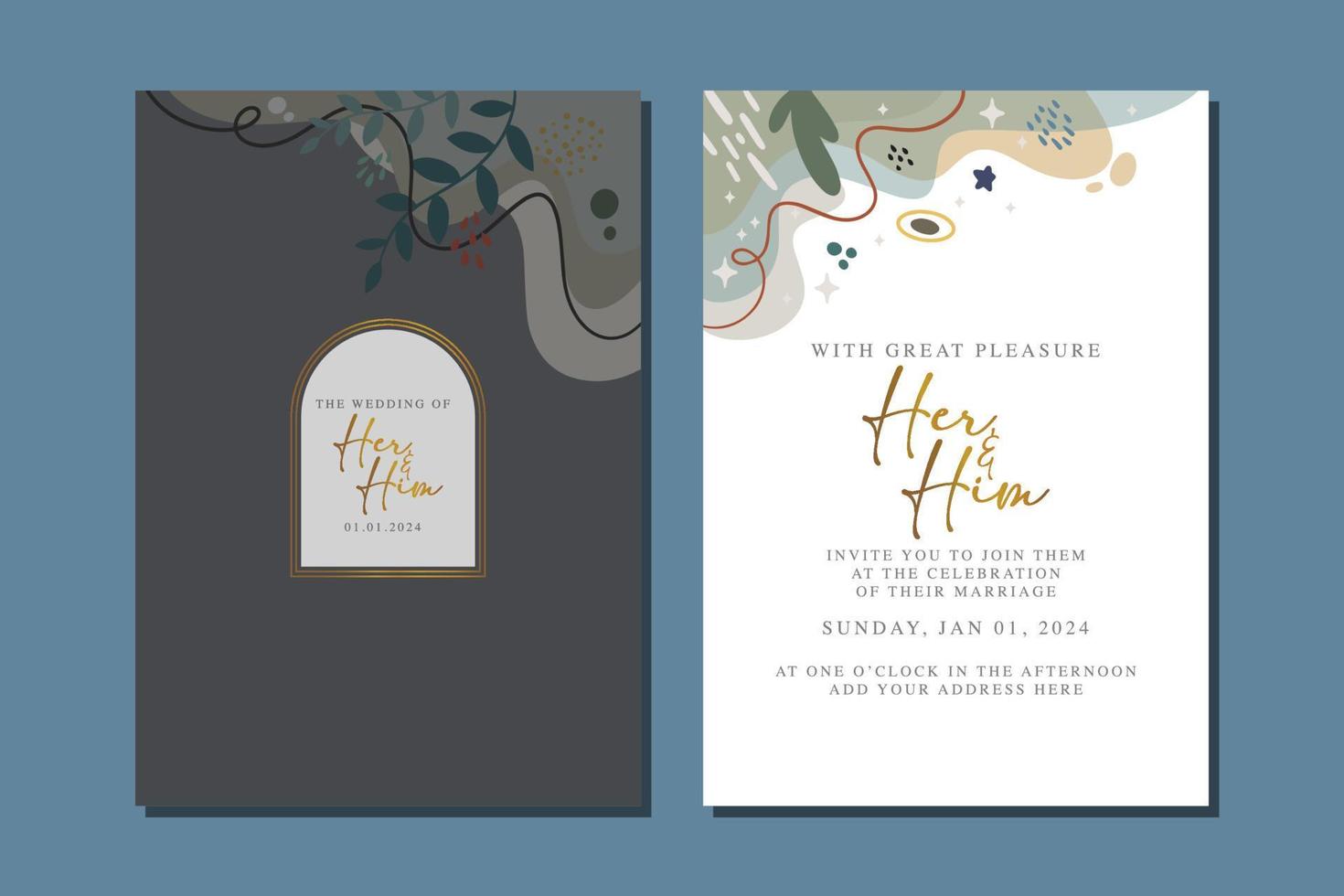 beautiful flowers wedding invitation card vector