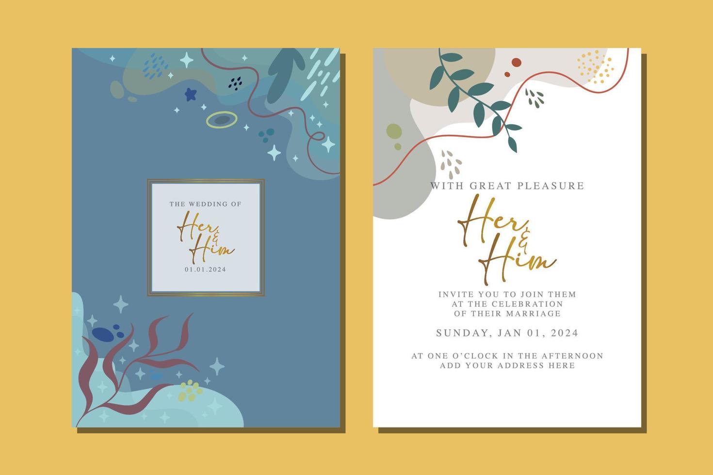 beautiful flowers wedding invitation card vector