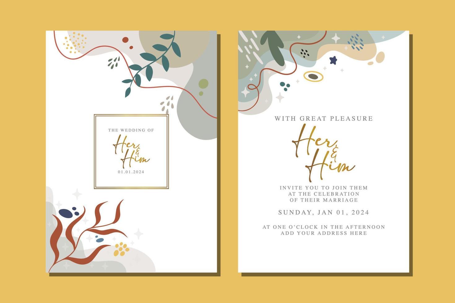 beautiful flowers wedding invitation card vector