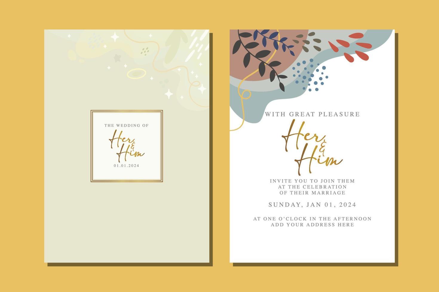 beautiful flowers wedding invitation card vector