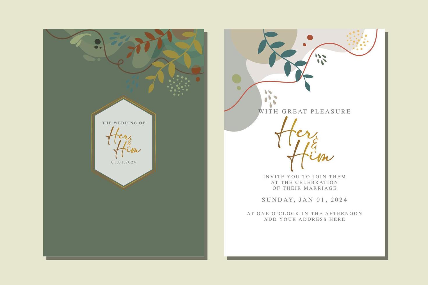 beautiful flowers wedding invitation card vector