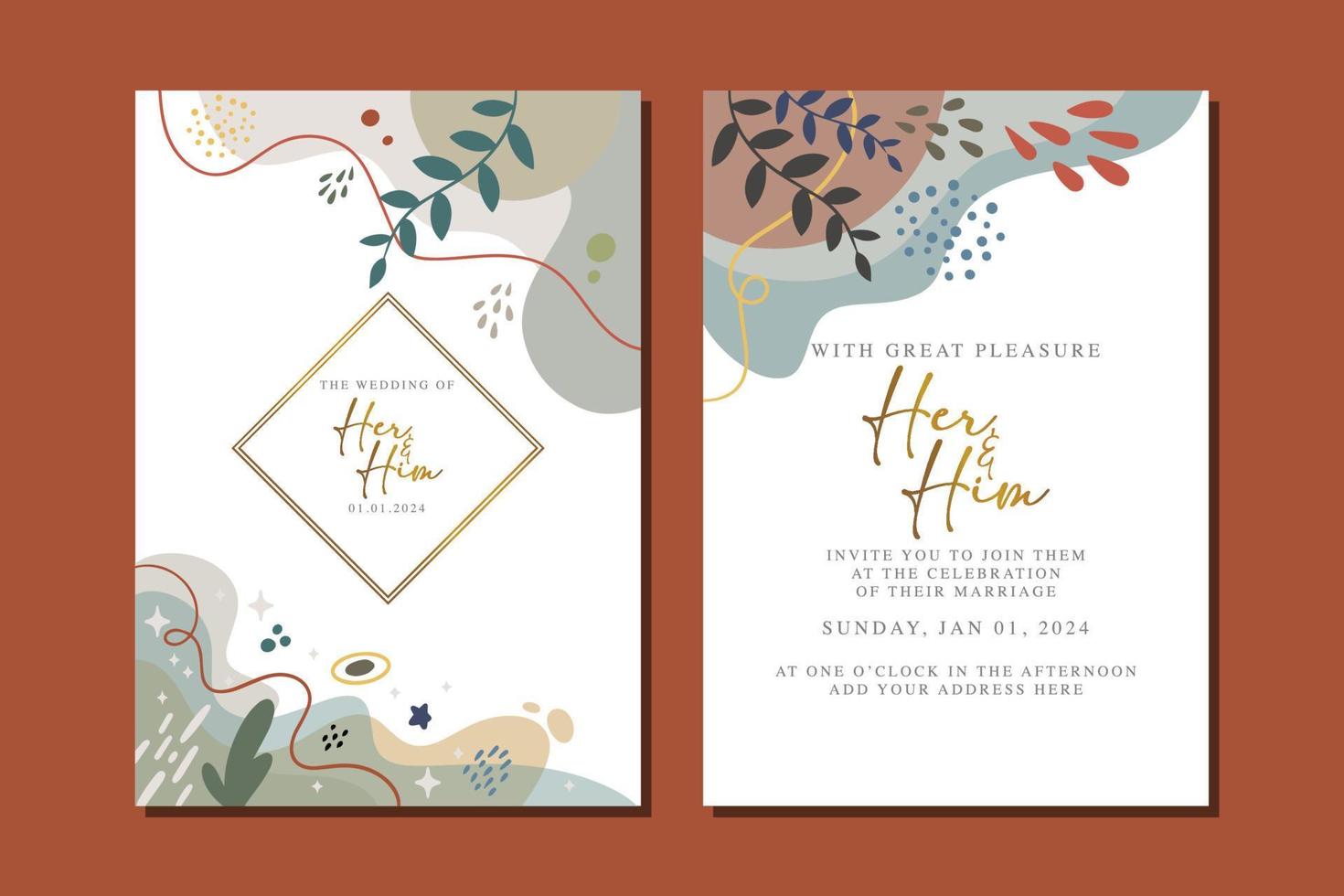 beautiful flowers wedding invitation card vector