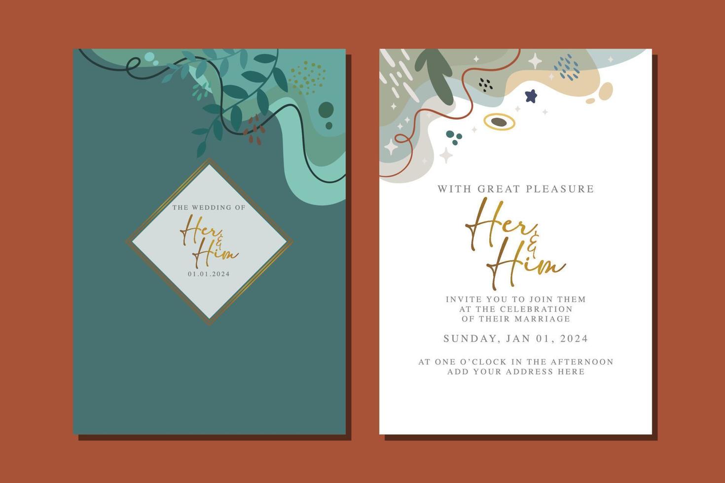 beautiful flowers wedding invitation card vector