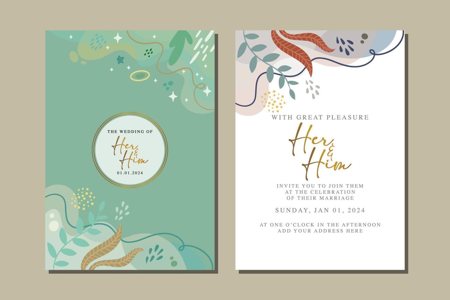 beautiful flowers wedding invitation card vector