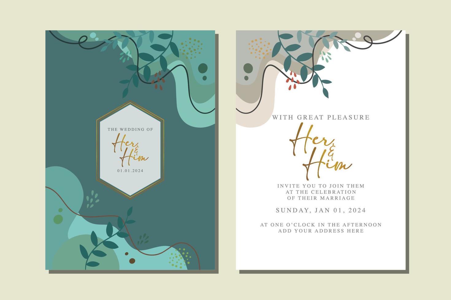 beautiful flowers wedding invitation card vector