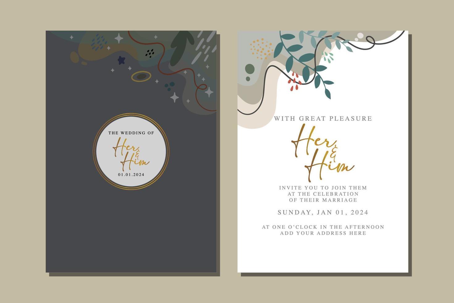 beautiful flowers wedding invitation card vector