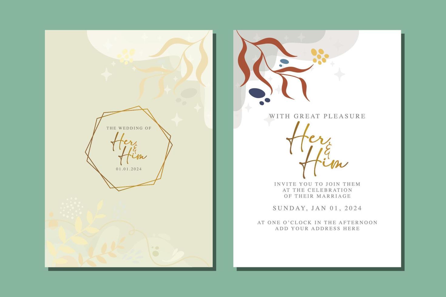 beautiful flowers wedding invitation card vector