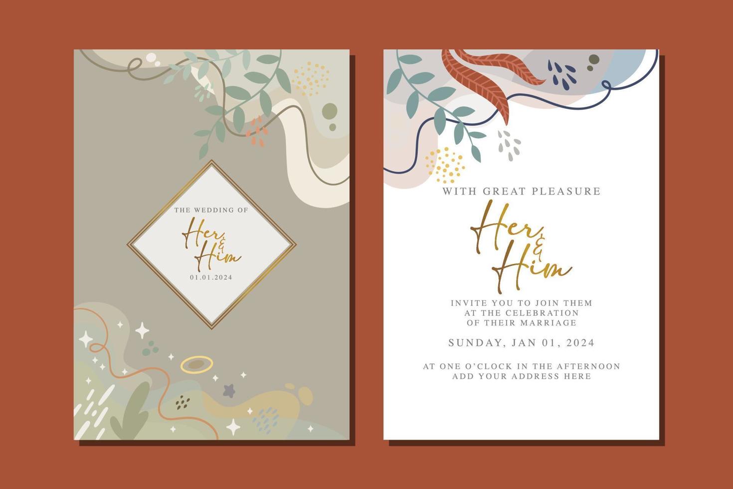 beautiful flowers wedding invitation card vector