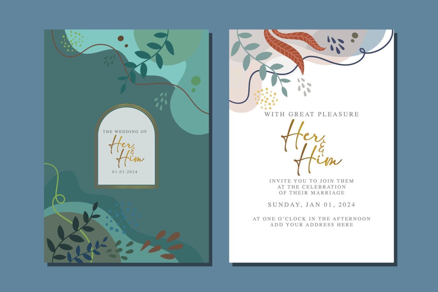 beautiful flowers wedding invitation card vector