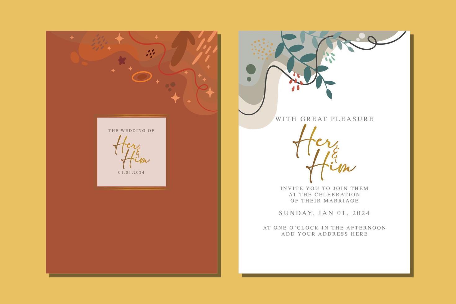 beautiful flowers wedding invitation card vector